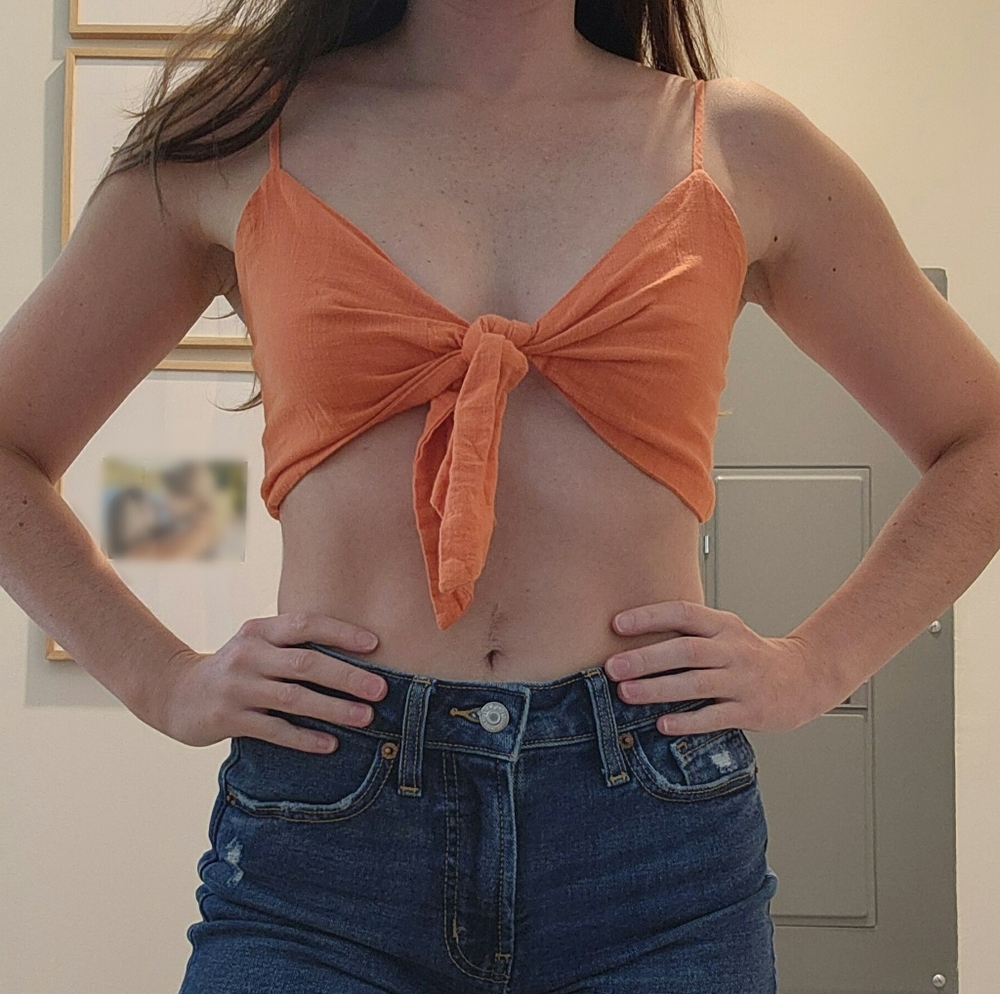 Orange Tie Crop Top